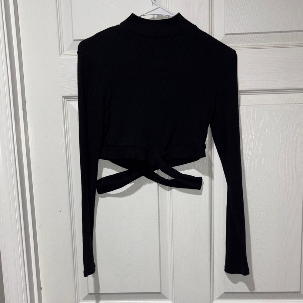 Ambiance Black Long Sleeve Crop Top